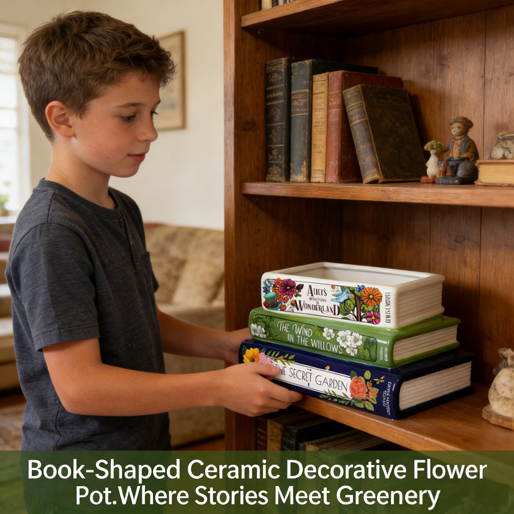 Book-Shaped Ceramic Decorative Flower Pot📚🌿