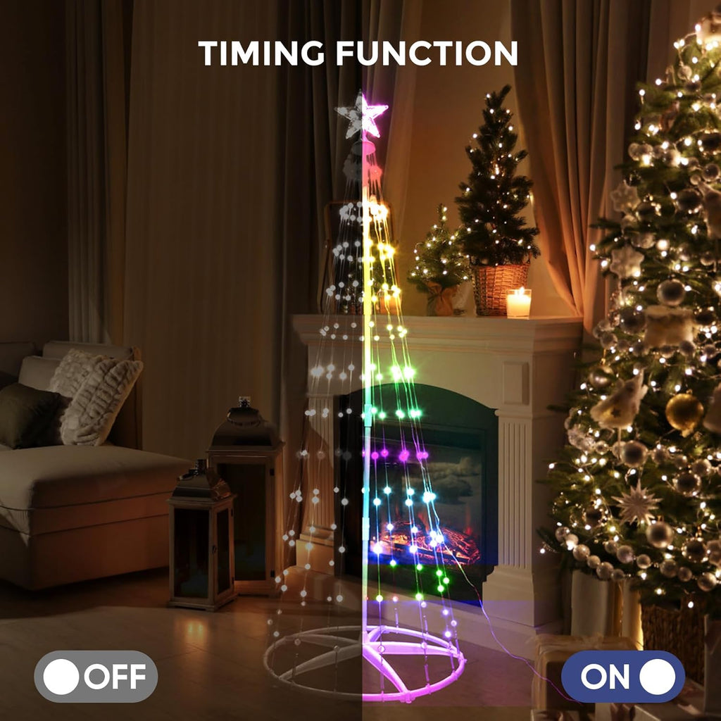 Christmas cone tree lights with star toppers