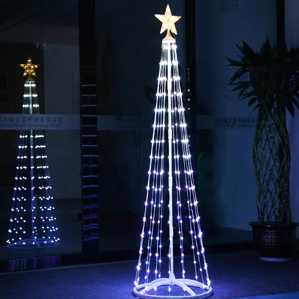 Christmas cone tree lights with star toppers
