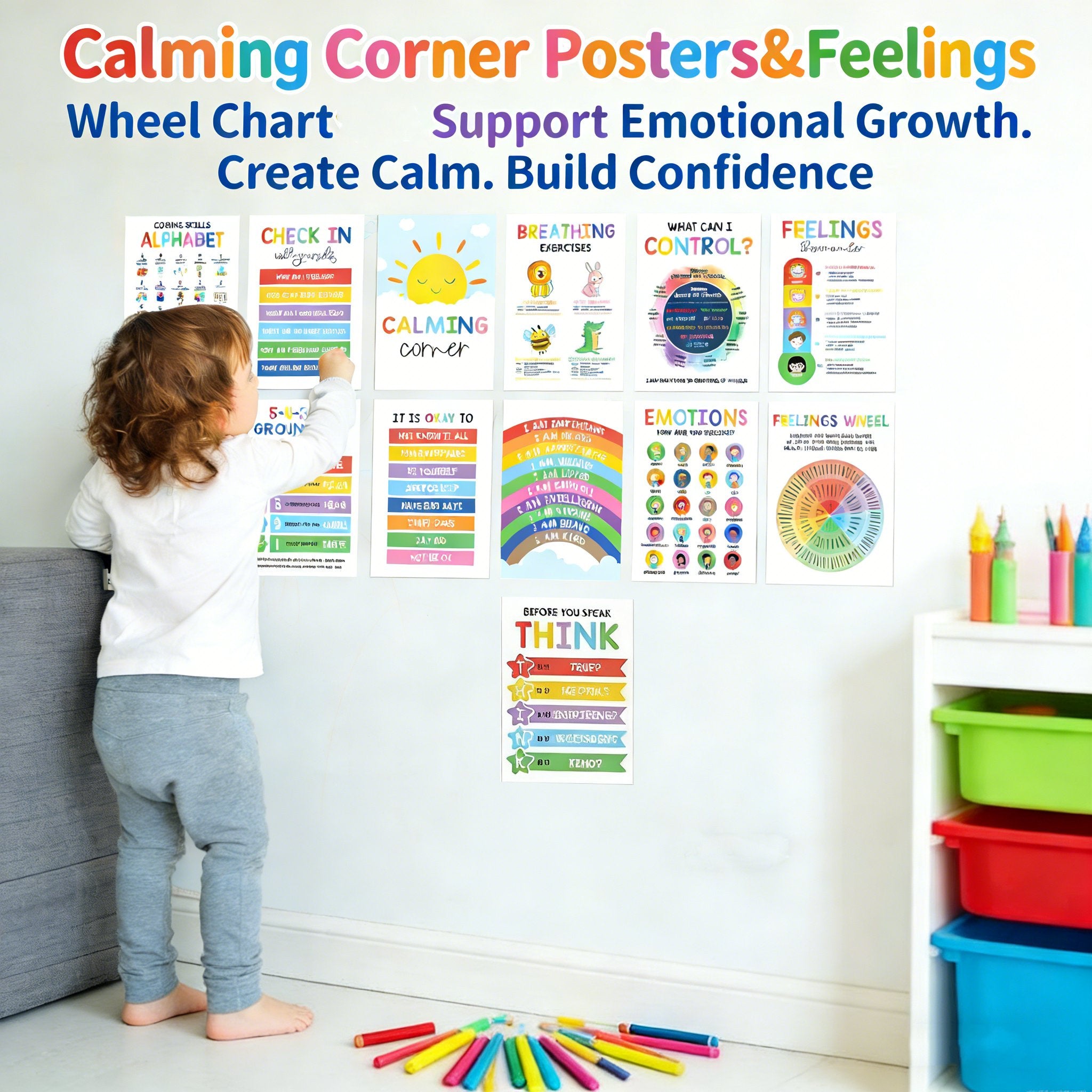 Calming Corner Posters&Feelings Wheel Chart🌈🧠