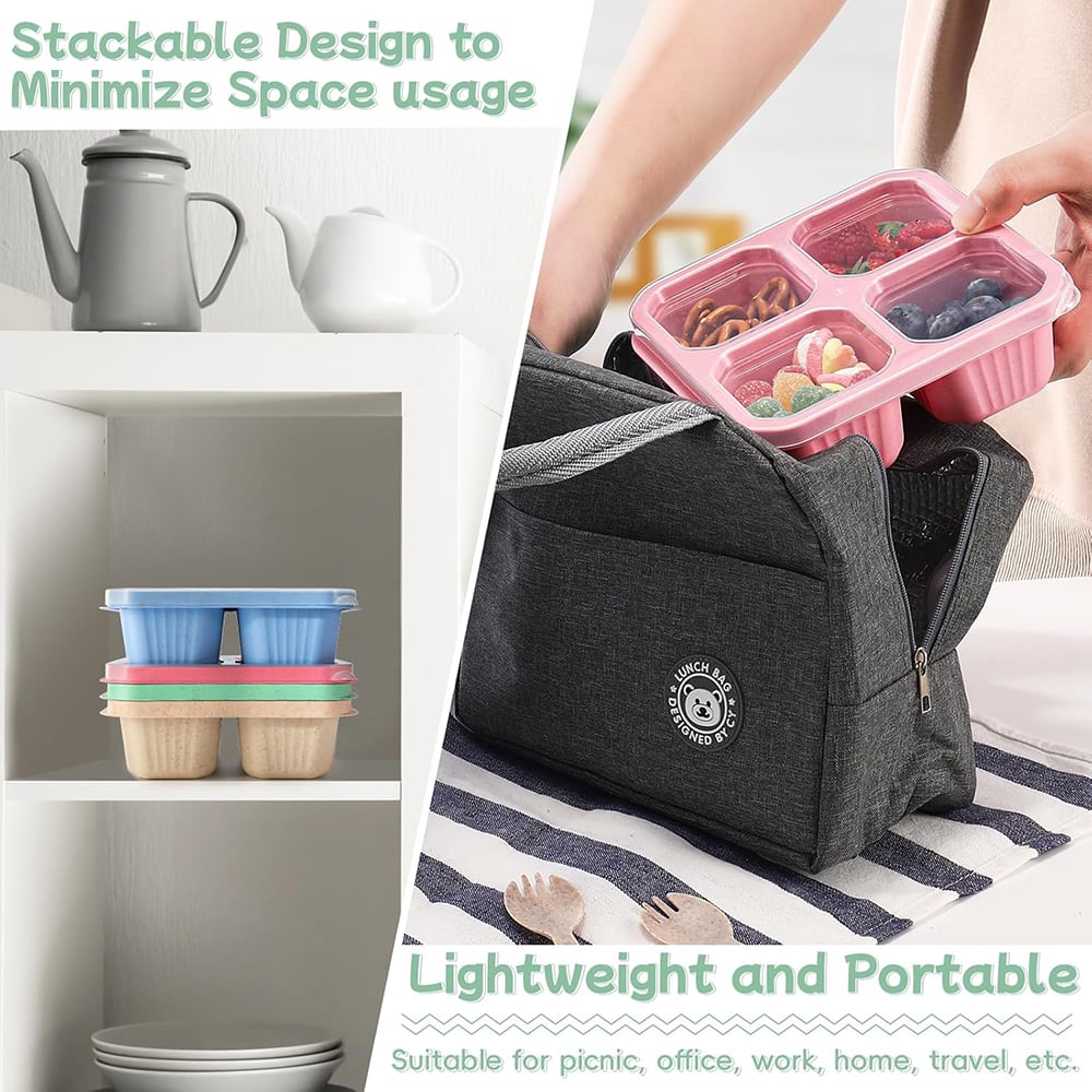 BENTO LUNCH BOX 4-COMPARTMENT MEAL PREP CONTAINER