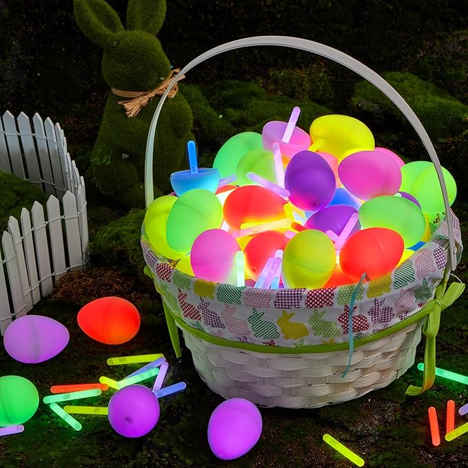100 Glow-in-the-Dark Easter Eggs with 100 Mini Glow Sticks – Perfect for Easter Egg Hunts!