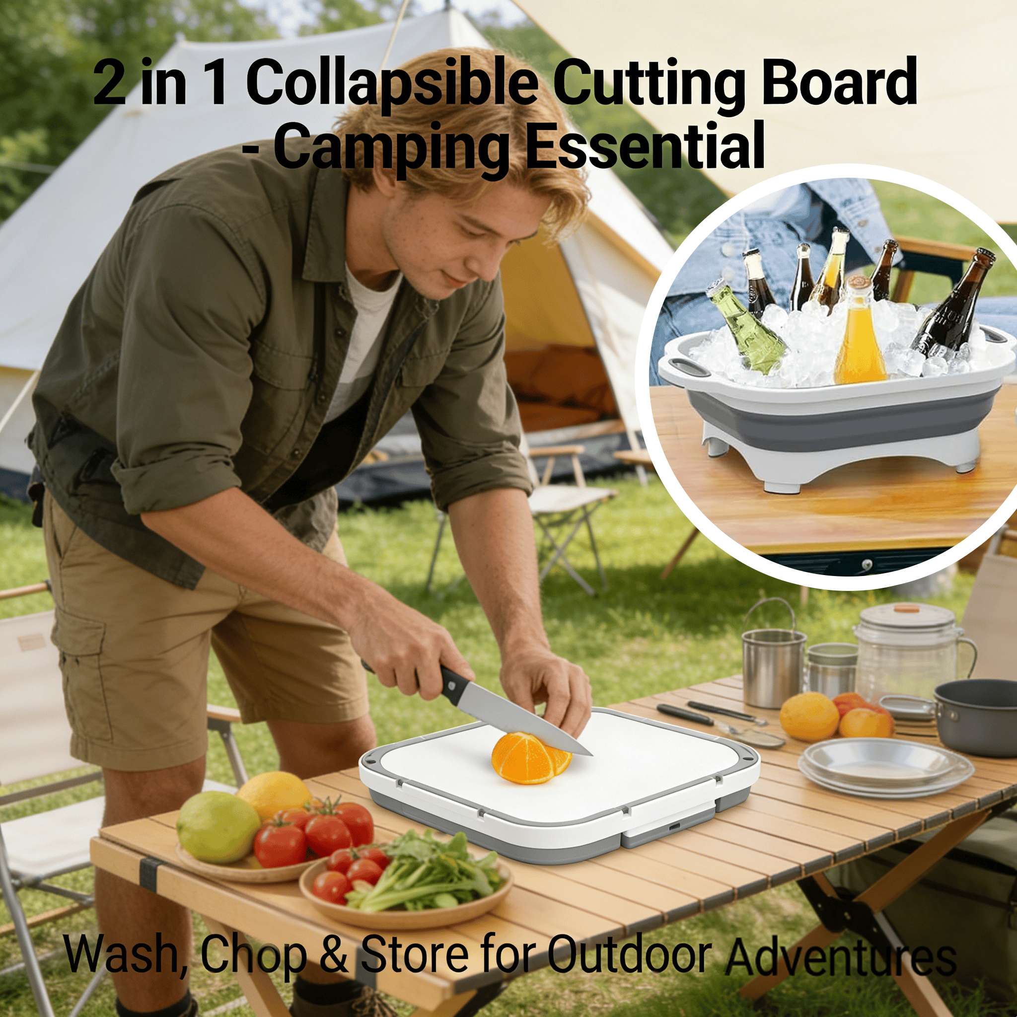 Collapsible Cutting Board with Washing Basket🥗